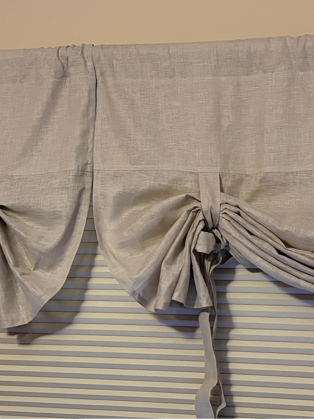 Neutral Linen-Look Tie-Back Valance
